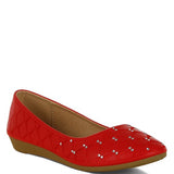 Rag Company red rhinestone ballet flats for women with quilted sides and comfortable sole