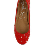 Rag Company red rhinestone ballet flats for women with quilted texture and cushioned insole
