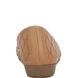 Rag Company tan rhinestone ballet flats for women with quilted pattern and low heel