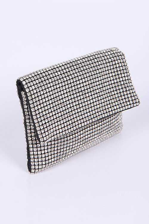 Babe Beachwear rhinestone evening bag with sparkling crystal embellishments and fold-over flap