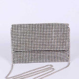 Babe Beachwaer rhinestone evening bag with silver chain strap and sparkling crystal detailing