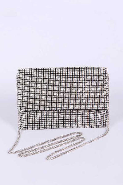 Babe Beachwaer rhinestone evening bag with silver chain strap and sparkling crystal detailing