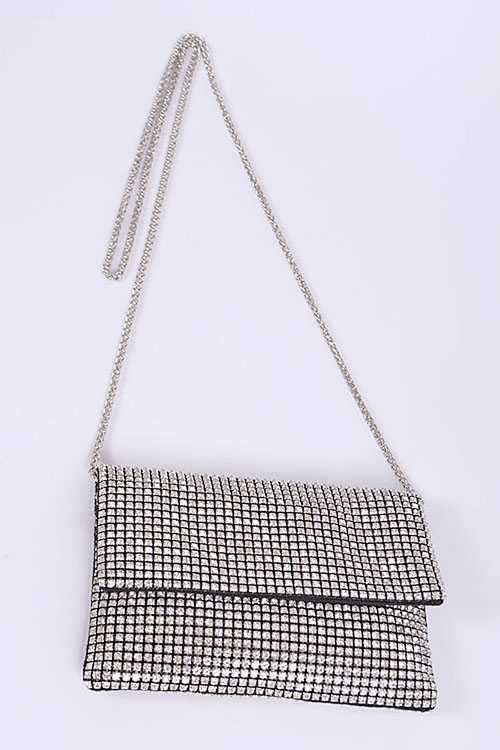 Babe Beachwear rhinestone evening bag with silver chain strap and sparkling crystal design