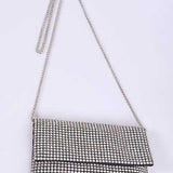 Babe Beachwear rhinestone evening bag with silver chain strap and sparkling crystal design