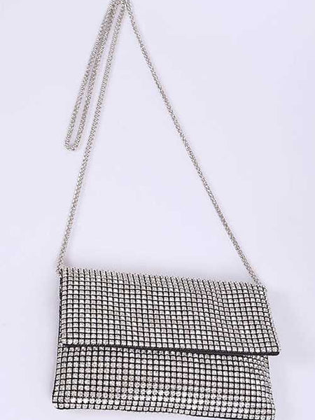 Babe Beachwear rhinestone evening bag with silver chain strap and sparkling crystal design