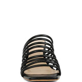 Babe Beachwear black chic summer heeled sandals with multiple thin straps and a square toe
