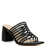 Babe Beachwear chic summer heeled sandals in black with strappy design and block heel