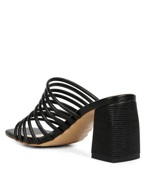 Babe Beachwear black chic summer heeled sandals with multiple straps and block heel
