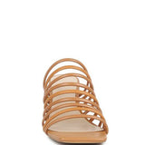 Babe Beachwear chic summer heeled sandals with multiple thin straps in tan color