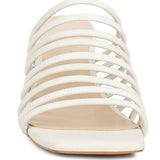 Babe Beachwear chic summer heeled sandals in white with multiple straps and square toe design