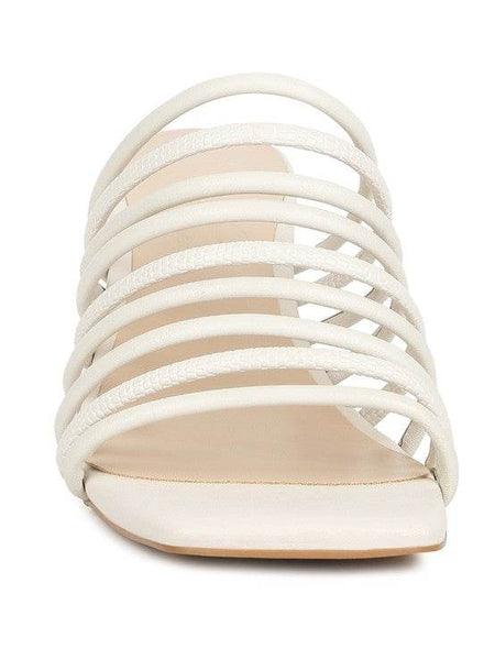 Babe Beachwear chic summer heeled sandals in white with multiple straps and square toe design