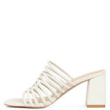 Babe Beachwear chic summer heeled sandals in white with multiple straps and block heel