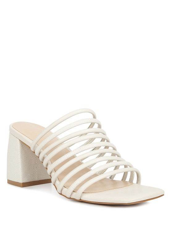 Babe Beachwear chic summer heeled sandals with strappy design and block heel in white