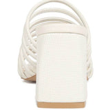 Babe Beachwear white chic summer heeled sandals with textured block heel and multiple straps
