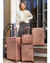Rose Gold 4 piece travel suitcase set with textured design and spinner wheels by Babe Beachwear