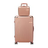 Babe Beachwaer Hard Case 2 Piece Carry On Luggage set in rose gold with ribbed texture and four wheels