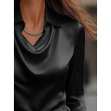 Black satin sleeveless shirt Satin Glam Girl Cowl Neck Blouse by Babe Beachwear with draped collar
