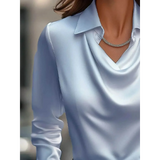 Babe Beachwear Satin Glam Girl Cowl Neck Blouse sleeveless shirt in light blue satin fabric