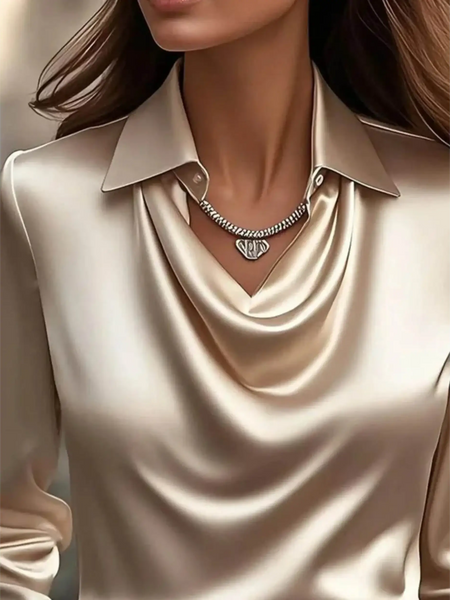 Babe Beachwaer Satin Glam Girl Cowl Neck Blouse sleeveless shirt in shiny satin fabric