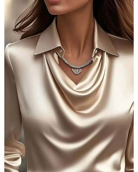 Babe Beachwaer Satin Glam Girl Cowl Neck Blouse sleeveless shirt in shiny satin fabric