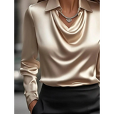 Babe Beachwear Satin Glam Girl Cowl Neck Blouse sleeveless shirt in shiny champagne satin fabric
