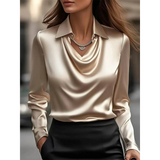 Babe Beachwear Satin Glam Girl Cowl Neck Blouse sleeveless shirt in champagne satin fabric