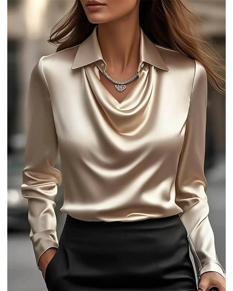 Babe Beachwear Satin Glam Girl Cowl Neck Blouse sleeveless shirt in champagne satin fabric