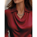Babe Beachwear Satin Glam Girl Cowl Neck Blouse sleeveless shirt in deep red satin fabric