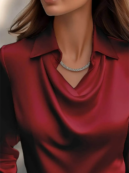 Babe Beachwear Satin Glam Girl Cowl Neck Blouse sleeveless shirt in deep red satin fabric