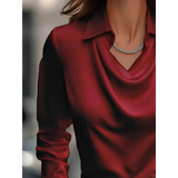 Red Satin Glam Girl Cowl Neck Blouse sleeveless shirt by Babe Beachwear with draped neckline