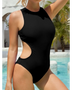 Beach Babes black swimsuit featuring a Sexy French Cutout Back design perfect for poolside style