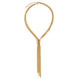 Trendsi sexy twisted long tassel necklace in gold color with layered chain design
