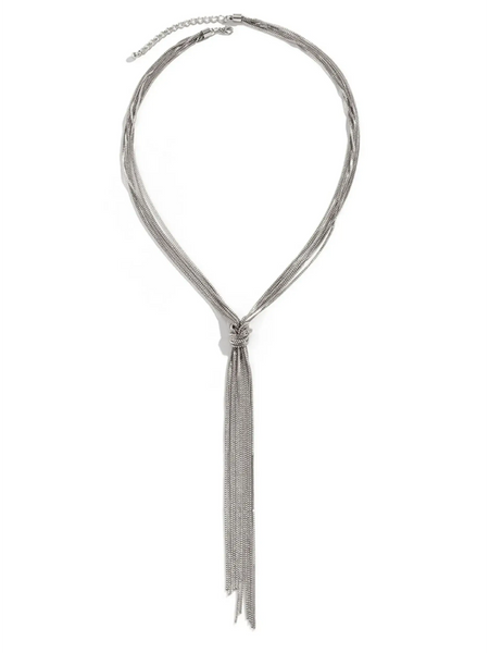 Trendsi sexy twisted long tassel necklace with silver multiple strands and adjustable clasp
