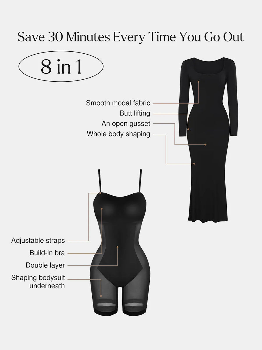 Trendsi Shapewear Maxi Dress with smooth modal fabric, butt lifting, open gusset, and whole body shaping features