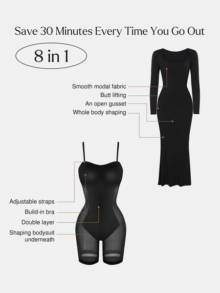 Trendsi Shapewear Maxi Dress with smooth modal fabric, butt lifting, open gusset, and whole body shaping features