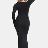 Trendsi black long sleeve Shapewear Maxi Dress with a fitted silhouette and floor-length hem