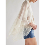 Babe Beachwear sheer lace summer beachwear coverup with delicate lace detailing and flowing sleeves