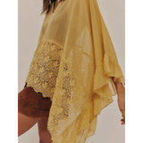 Yellow sheer lace summer beachwear coverup from Babe Beachwear with delicate lace detailing