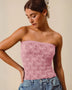 Pink floral lace two tone seamless tube top perfect for summer vibes
