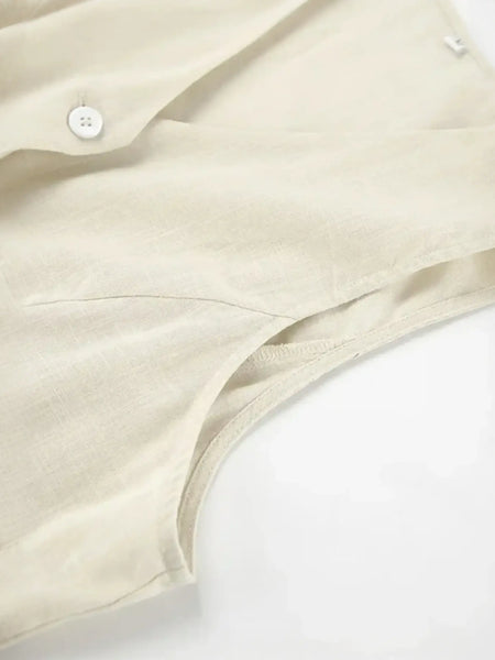 Beige button-up shirt from Khaki Lightweight Shorts Set for effortless style