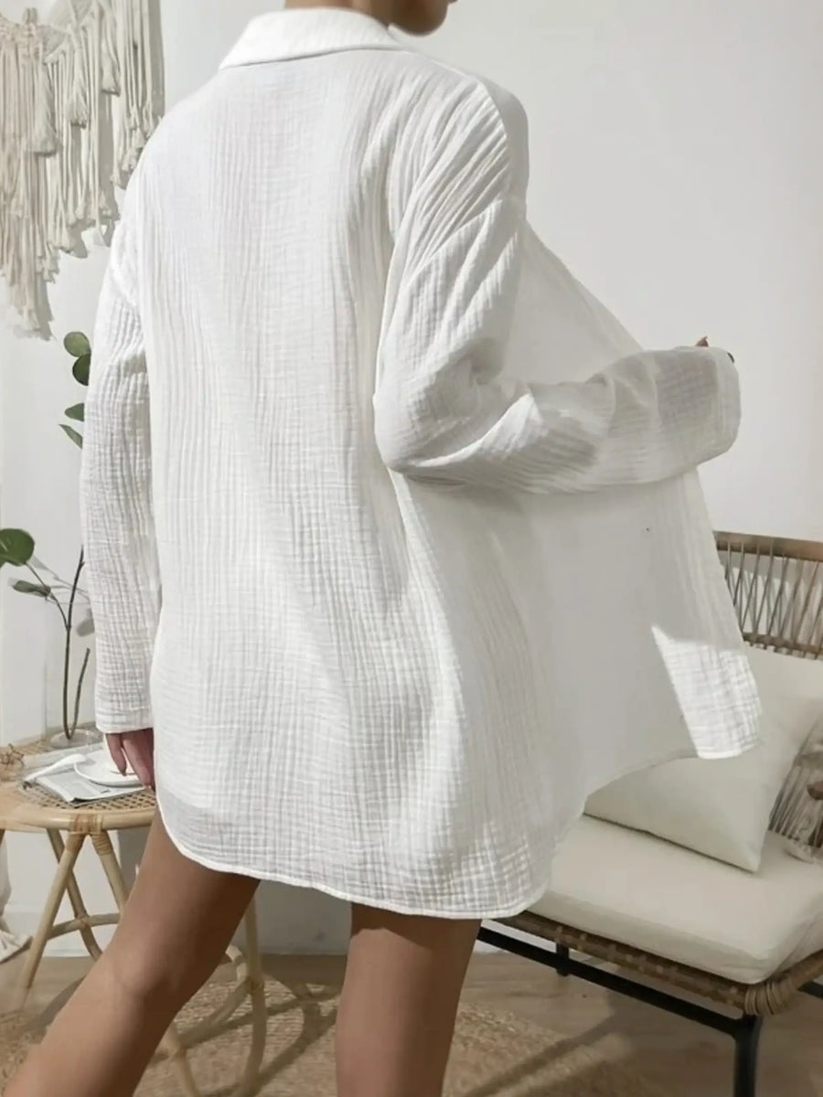 White cotton shirt dress from the chic resort shorts and dressy short set collection