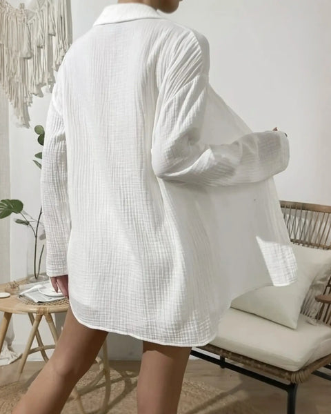 White cotton shirt dress from the chic resort shorts and dressy short set collection
