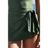 Beach Babes olive green swimsuit with side tie detail Great Swim Dress For Ladies over 40