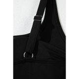 Adjustable strap detail of Beach Babes black swimsuit great swim dress for ladies over 40