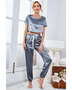Babe Beachwear silky lightweight crop top and joggers set in shiny gray with drawstring waist and short sleeves