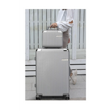 Silver Hard Case 2 Piece Carry On Luggage set by Babe Beachwaer with textured exterior and wheels