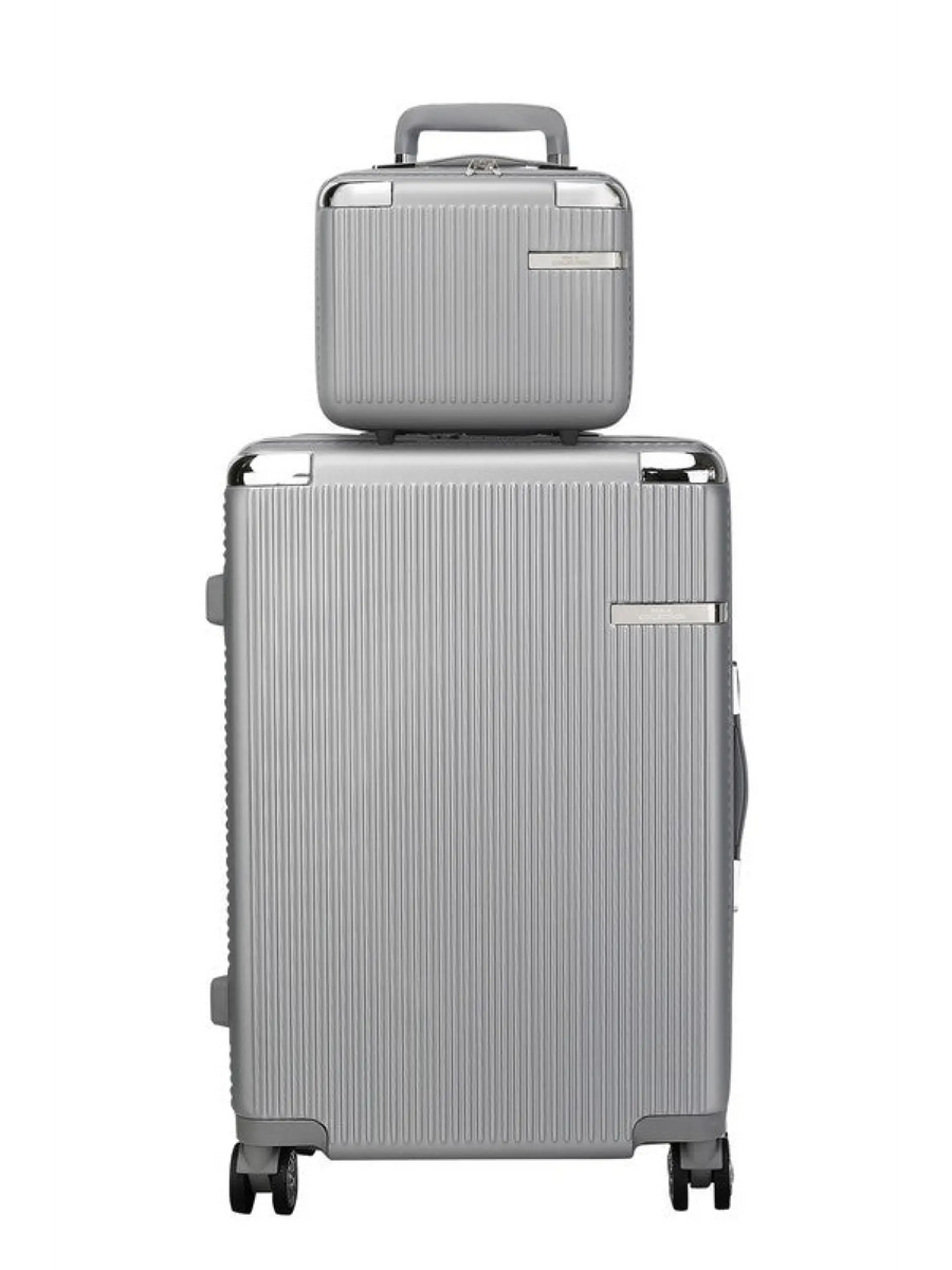 Babe Beachwear Hard Case 2 Piece Carry On Luggage set in silver with textured finish and wheels