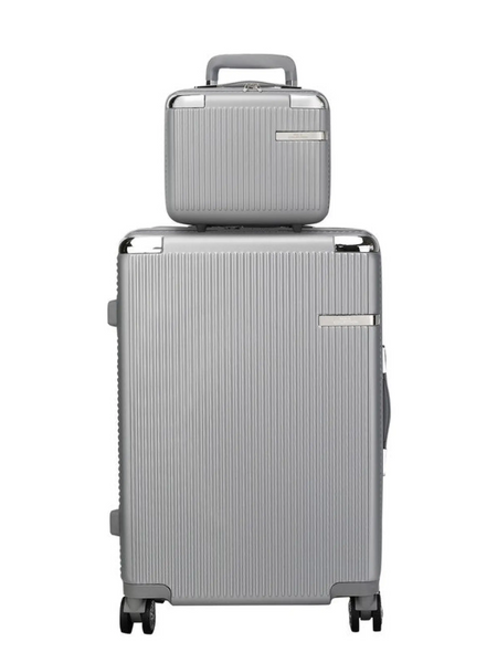 Babe Beachwear Hard Case 2 Piece Carry On Luggage set in silver with textured finish and wheels