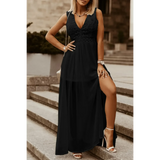 Black Sashay in Style: White Lace Maxi Dress with Slit for Resort Wear - Beach Babes Beachwear - Fort Lauderdale