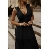 Sashay in Style: White Lace Maxi Dress with Slit for Resort Wear - Beach Babes Beachwear - Fort Lauderdale